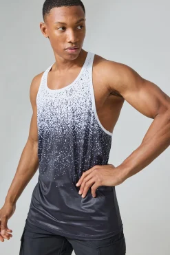 Man Active Gym Black Ombre Stringer | BoohooMAN UK