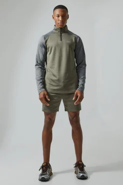 Man Active Gym Funnel Neck Short Set | BoohooMAN UK