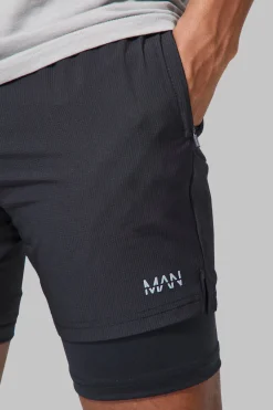 Man Active Gym 5inch 2-in-1 Regular Fit Short | BoohooMAN UK