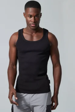 Man Active Gym Muscle Fit Ribbed Vest | BoohooMAN UK