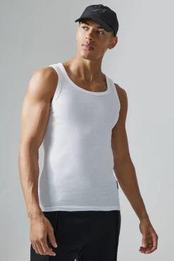 Man Active Gym Muscle Fit 2 Pack Ribbed Vests | BoohooMAN UK