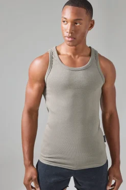 Man Active Gym Muscle Fit Ribbed Vest | BoohooMAN UK