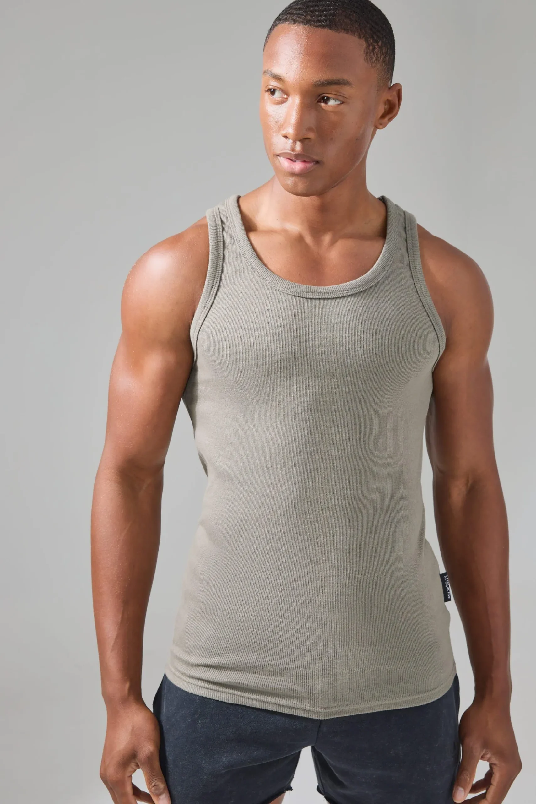 Man Active Gym Muscle Fit Ribbed Vest | BoohooMAN UK