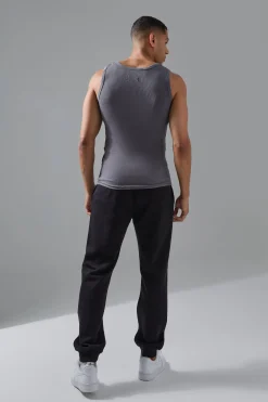 Man Active Gym Muscle Fit Ribbed Vest | BoohooMAN UK