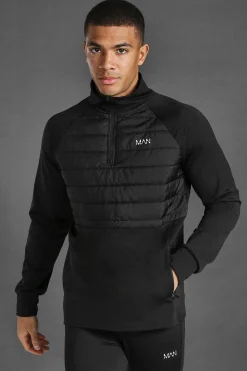 Man Active Gym Quilted Regular Fit 1/4 Zip Top | BoohooMAN UK
