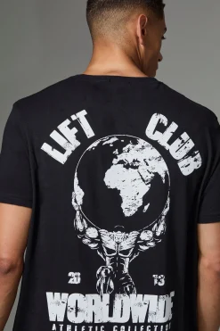 Man Active Lift Club Worldwide Oversized T-shirt | BoohooMAN UK