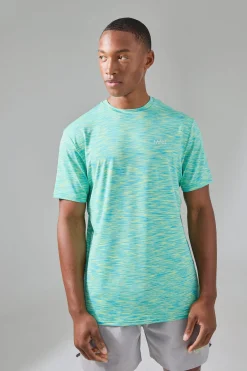 Man Active Lightweight Space Dye Marl Reg Fit T-shirt | BoohooMAN UK