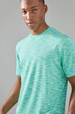 Man Active Lightweight Space Dye Marl Reg Fit T-shirt | BoohooMAN UK