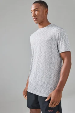 Man Active Lightweight Space Dye Marl Reg Fit T-shirt | BoohooMAN UK