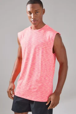 Man Active Lightweight Space Dye Marl Regular Fit Tank | BoohooMAN UK