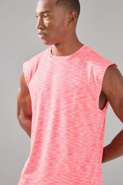 Man Active Lightweight Space Dye Marl Regular Fit Tank | BoohooMAN UK