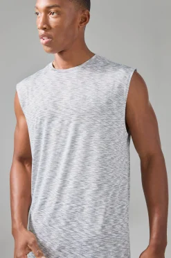 Man Active Lightweight Space Dye Marl Reg Fit Tank | BoohooMAN UK