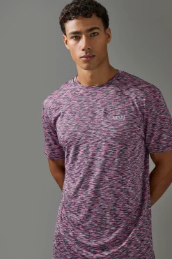 Man Active Lightweight Space Dye Marl Short Sleece T-shirt | BoohooMAN UK