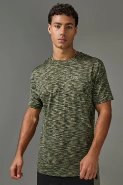 Man Active Lightweight Space Dye Marl Short Sleece T-shirt | BoohooMAN UK