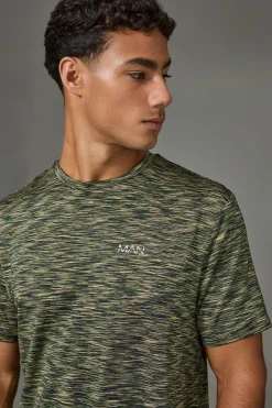 Man Active Lightweight Space Dye Marl Short Sleece T-shirt | BoohooMAN UK
