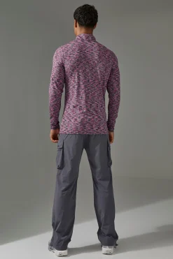 Man Active Lightweight Space Dye Marl 1/4 Zip Top | BoohooMAN UK
