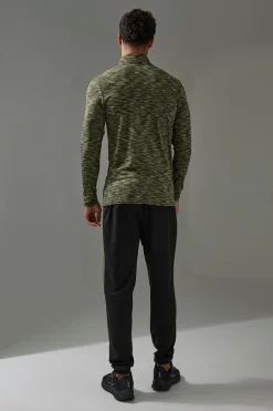 Man Active Lightweight Space Dye Marl 1/4 Zip Top | BoohooMAN UK