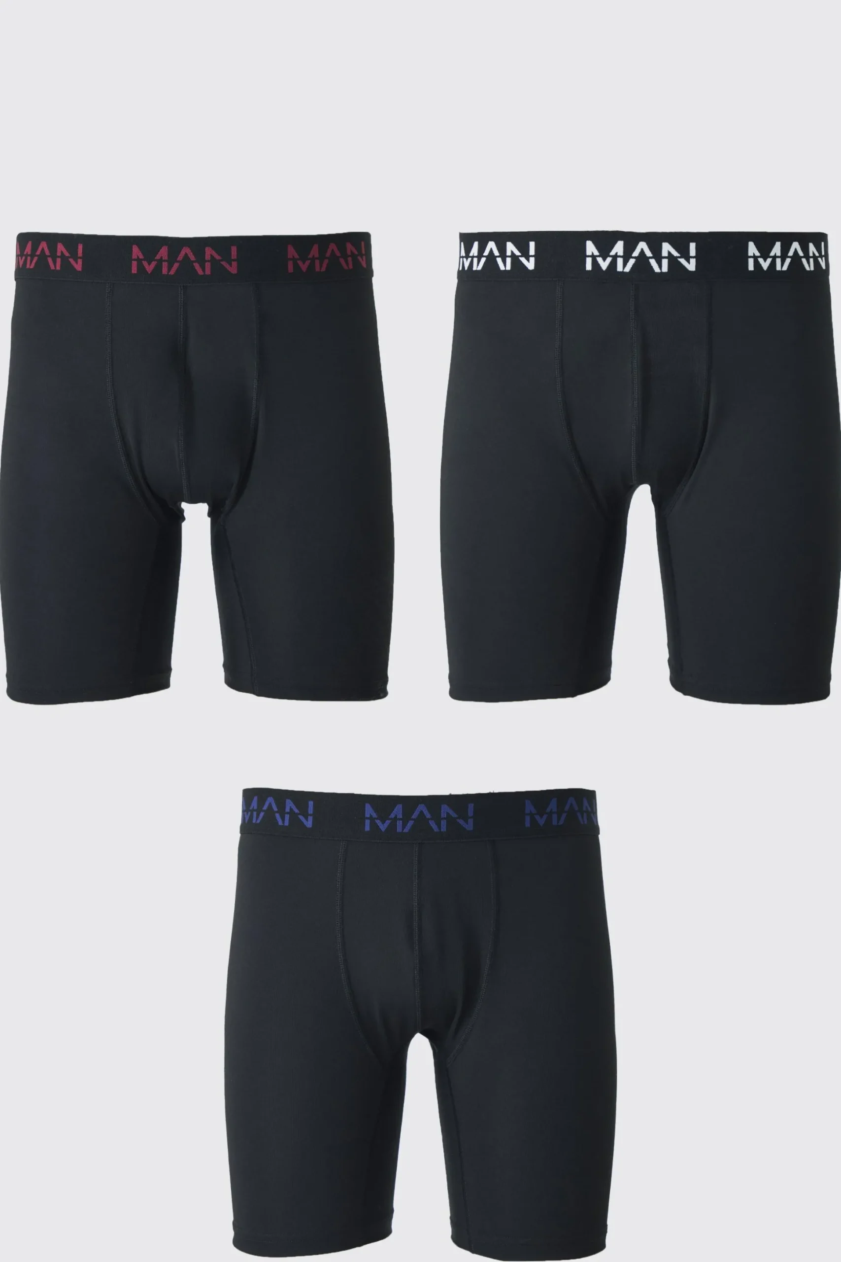 Man Active Long 7inch Performance Boxer 3pack | BoohooMAN UK