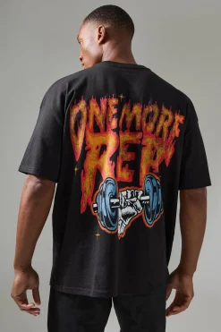 Man Active One More Rep Graphic Oversized T-shirt | BoohooMAN UK