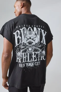 Man Active Oversized Bronx Barbell Cut Off T-shirt | BoohooMAN UK