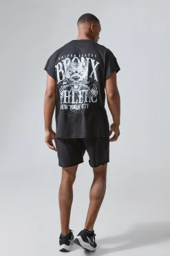 Man Active Oversized Bronx Barbell Cut Off T-shirt | BoohooMAN UK