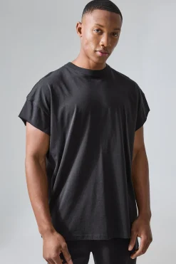 Man Active Oversized Bronx Barbell Cut Off T-shirt | BoohooMAN UK
