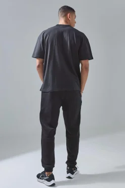Man Active Oversized Extended Neck Teddy Weightlifter T-shirt | BoohooMAN UK