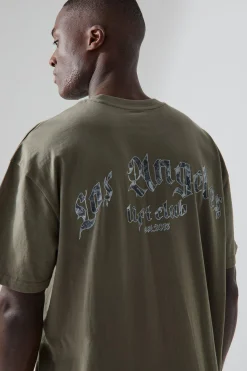 Man Active Oversized La Lift Club T-shirt | BoohooMAN UK