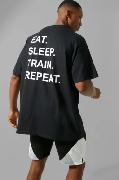 Man Active Oversized Repeat T-shirt | BoohooMAN UK