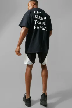 Man Active Oversized Repeat T-shirt | BoohooMAN UK