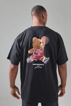 Man Active Oversized Teddy Basketballer Graphic T-shirt | BoohooMAN UK