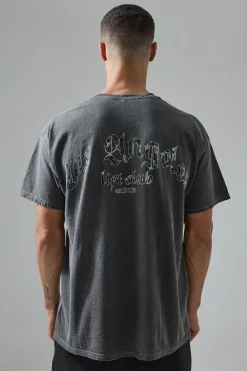 Man Active Oversized Wash La Lift Club T-shirt | BoohooMAN UK