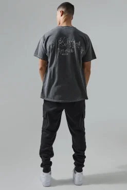 Man Active Oversized Wash La Lift Club T-shirt | BoohooMAN UK