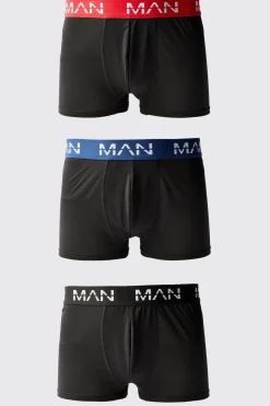 Man Active Performance 3 Pack Boxer Coloured Waistband | BoohooMAN UK