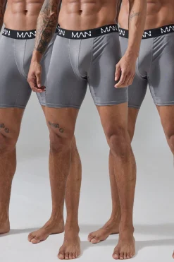 Man Active Performance 7inch Long 3 Pack Boxer | BoohooMAN UK