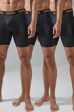 Man Active Performance 7inch Long 3 Pack Boxer Neon Logo | BoohooMAN UK