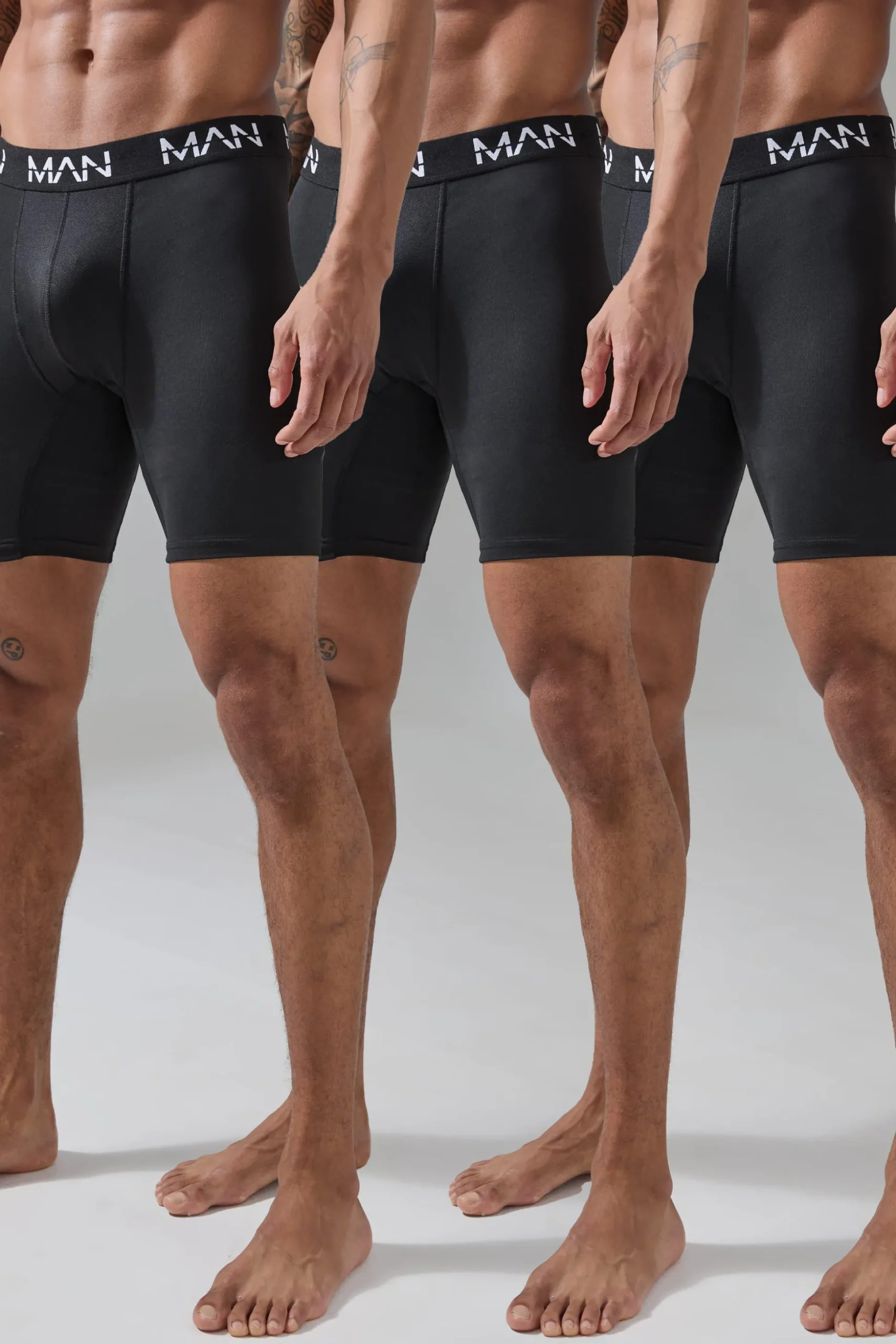 Man Active Performance 7inch Long 3 Pack Boxer | BoohooMAN UK