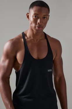 Man Active Performance Reg Fit Stringer Vest | BoohooMAN UK