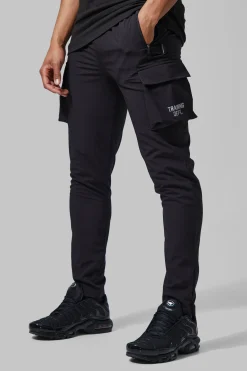 Man Active Performance Tapered Cargo Joggers | BoohooMAN UK