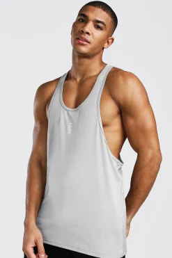 Man Active Poly Gym Regular Fit Racer Vest | BoohooMAN UK