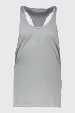 Man Active Poly Gym Regular Fit Racer Vest | BoohooMAN UK