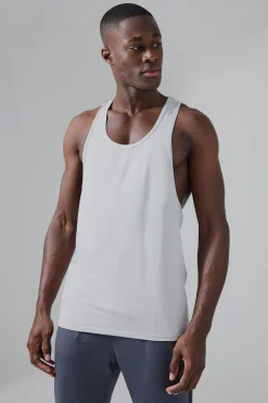 Man Active Poly Reg Fit Racer Vest | BoohooMAN UK