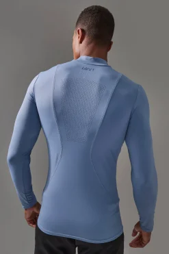 Man Active Pro Long Sleeve High Neck Perforated Base Layer | BoohooMAN UK