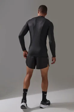 Man Active Pro Long Sleeve High Neck Perforated Base Layer | BoohooMAN UK