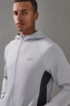 Man Active Pro Zip Thru Hooded Track Top Tracksuit | BoohooMAN UK