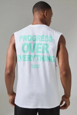 Man Active Progress Over Everything Regular Fit Tank | BoohooMAN UK