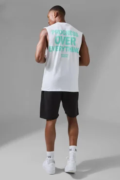 Man Active Progress Over Everything Regular Fit Tank | BoohooMAN UK