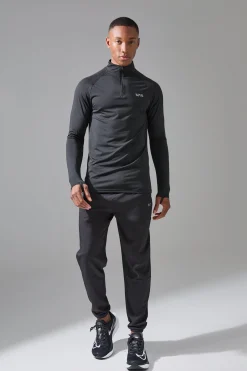 Man Active Quarter Zip And Jogger Tracksuit | BoohooMAN UK