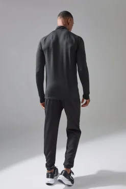 Man Active Quarter Zip And Jogger Tracksuit | BoohooMAN UK