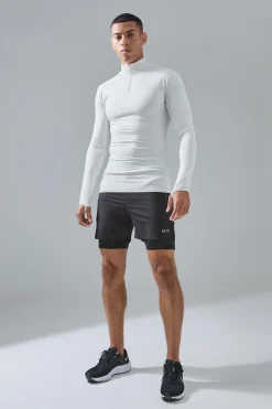Man Active Quarter Zip 2-in-1 Short Tracksuit | BoohooMAN UK
